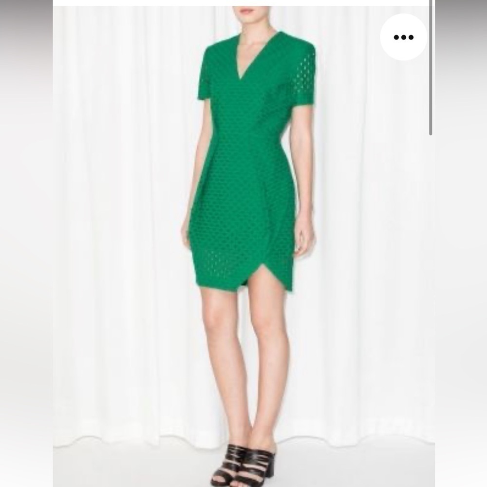 Anthropologie & Other Stories Green Eyelet Short Sleeve Dress 6